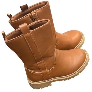 Old Navy Brown Faux Leather Zip Up Boots Cowgirl Girls Size 6